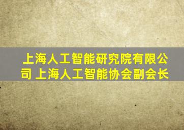 上海人工智能研究院有限公司 上海人工智能协会副会长